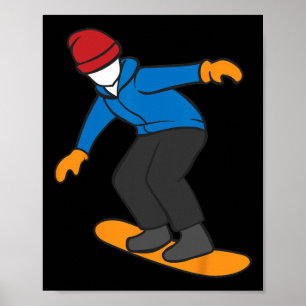 Cartoon Snowboarder Illustration Fun Winter Sport  Poster