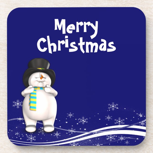 Cartoon Snowman Christmas Coaster (Front)