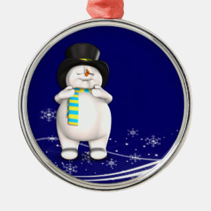Cartoon Snowman Christmas Metal Ornament