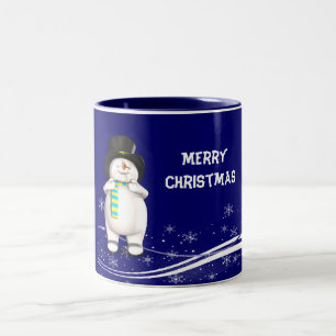 Cartoon Snowman Christmas Two-Tone Coffee Mug