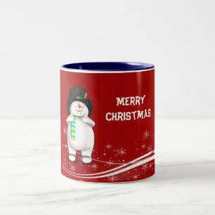 Cartoon Snowman Christmas Two-Tone Coffee Mug