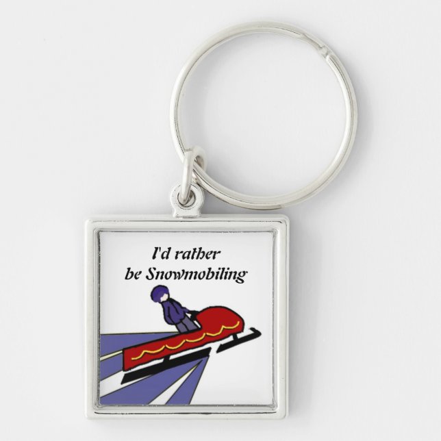 Cartoon Snowmobile Design Key Ring (Front)