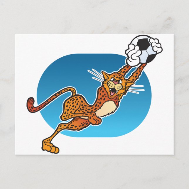 Cartoon Soccer Cheetah Postcard (Front)
