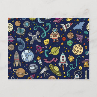 Cartoon Space Explorer Birthday Kids Theme Postcard
