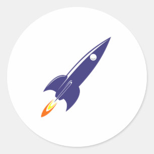Cartoon Space Rocket Classic Round Sticker