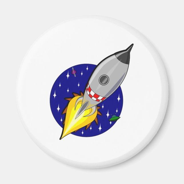 Cartoon Space Rocket Magnet (Front)