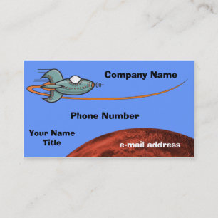 Cartoon Space Ship Alien Planet Business Card