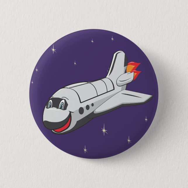 Cartoon Space Shuttle 6 Cm Round Badge (Front)