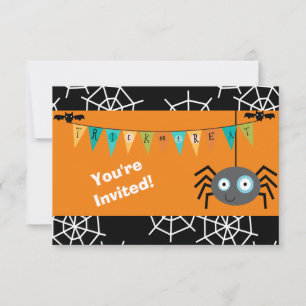 Cartoon Spider Halloween Kids Party Invitation