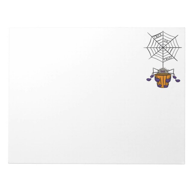 Cartoon Spider hanging from Web holding Bucket  Notepad (Front)