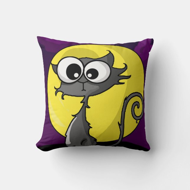 Cartoon Spooky Cat Cushion (Front)