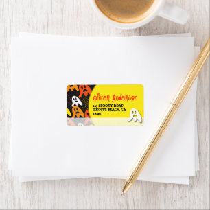 Cartoon Spooky Ghosts Kid's Halloween Address Label