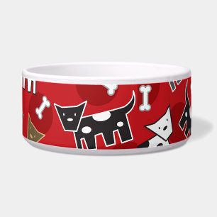 Cartoon Spotted Doggies & Bones Cute Fun Pet Bowl