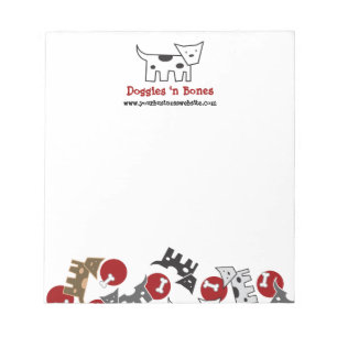 Cartoon Spotted Doggies & Bones Cute Fun Puppy Dog Notepad