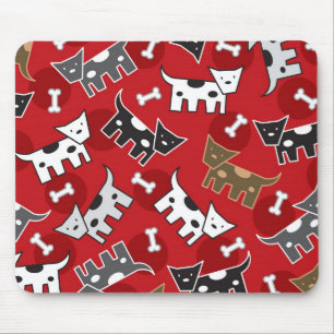 Cartoon Spotted Dogs, Puppies & Bones Mouse Pad