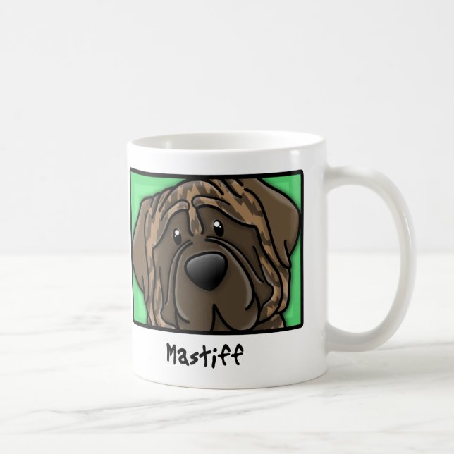 Cartoon Square Brindle Mastiff Coffee Mug (Right)
