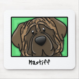 Cartoon Square Brindle Mastiff Mouse Pad