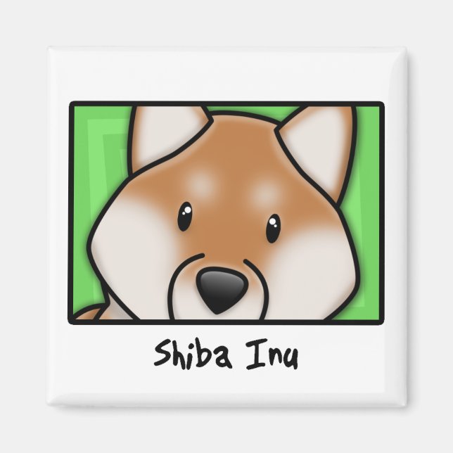 Cartoon Square Shiba Inu Magnet (Front)