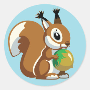 cartoon squirrel classic round sticker