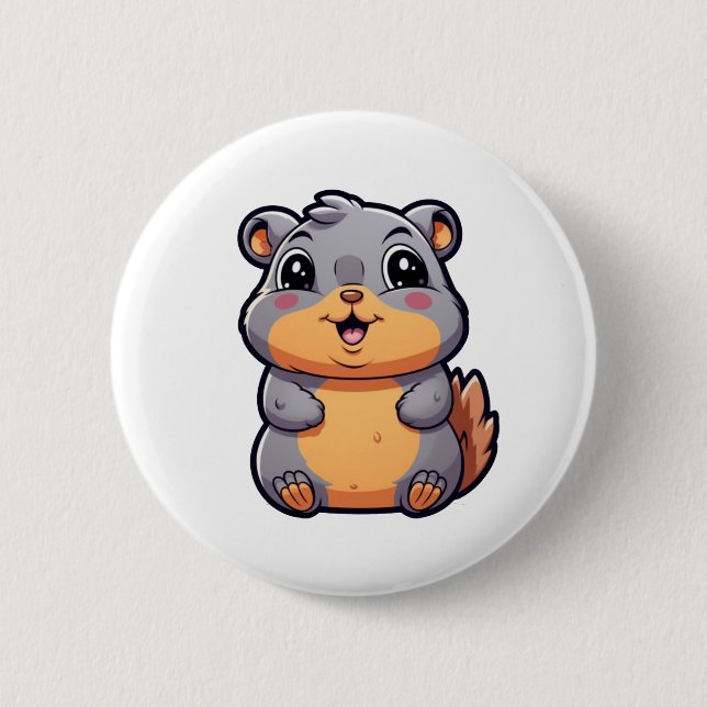 Cartoon squirrel illustration 6 cm round badge (Front)