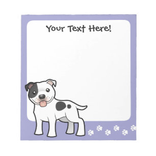 Cartoon Staffordshire Bull Terrier Notepad