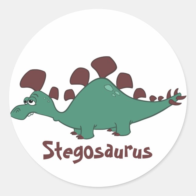 Cartoon Stegosaurus Classic Round Sticker (Front)