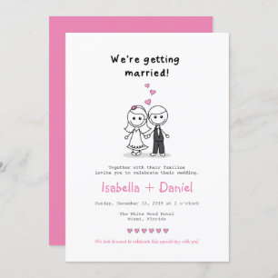Cartoon Stick Figure couple wedding Invitation