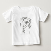 Cartoon stick figure giraffe mom and son T-shirts