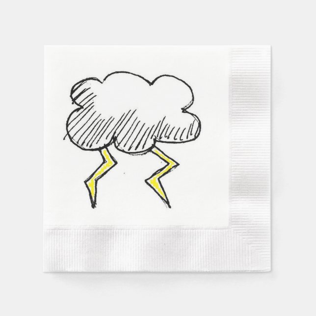 Cartoon Storm Cloud Rainy Day Design Napkin (Front)