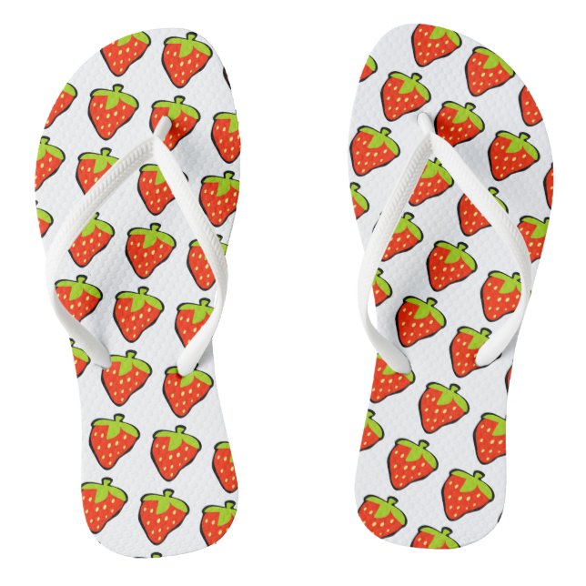 Cartoon Strawberries Pattern Thongs (Footbed)
