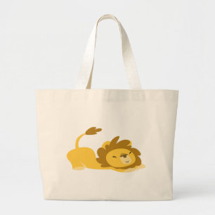 Cartoon Stretching Lion beach bag