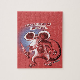 cartoon style angry rat white knife jigsaw puzzle