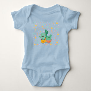 Cartoon-Style Cacti Multicolored Polka Dots Baby Bodysuit