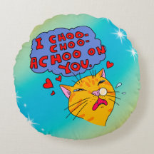 Cartoon Style Cat With Sneezing Loving Text 