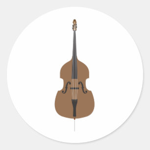 Cartoon Style Double Bass Classic Round Sticker
