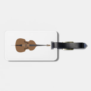 Cartoon Style Double Bass Luggage Tag