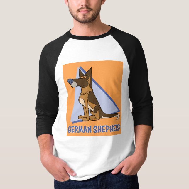 Cartoon Style German Shepherd Dog T-Shirt (Front)