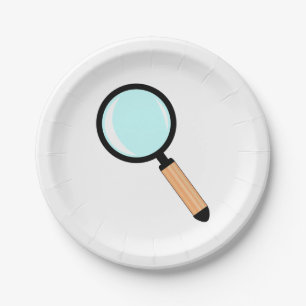 Cartoon Style Magnifying Glass Paper Plate