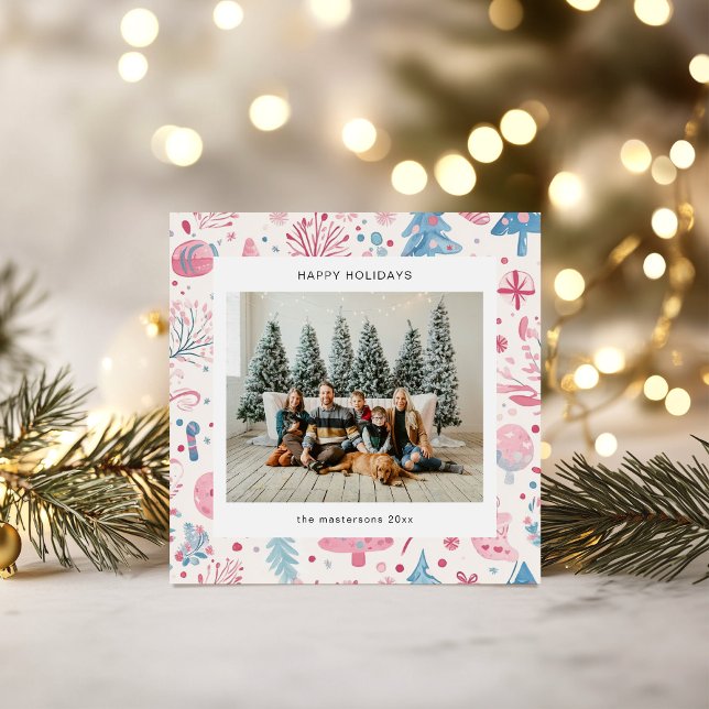 Cartoon Style Pastel Illustrations Holiday Card (Creator Uploaded)