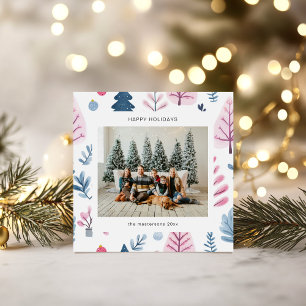 Cartoon Style Pastel Illustrations Holiday Card