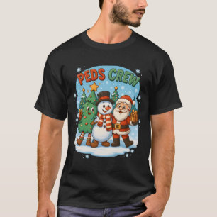 Cartoon Style Peds Crew Christmas Paediatrics Nurs T-Shirt