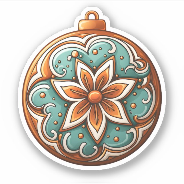 Cartoon Style Round Christmas Cookie With Flower (Front)