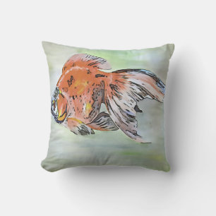 Cartoon Style Ryukin Goldfish Acrylic Painting Cushion