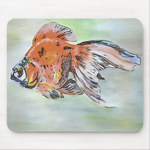 Cartoon Style Ryukin Goldfish Acrylic Painting Mouse Pad