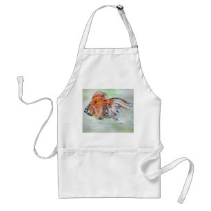 Cartoon Style Ryukin Goldfish Acrylic Painting Standard Apron