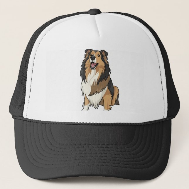 Cartoon style Sheltie Trucker Hat (Front)