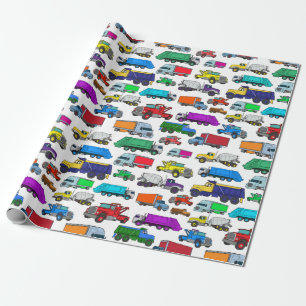 Cartoon-style Truck Illustrations Wrapping Paper