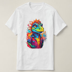 Cartoon Style Vibrant Dinosaur Pouting T-Shirt