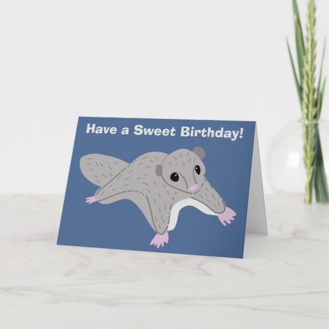 Cartoon Sugar Glider Illustration Custom Birthday Card (Front)