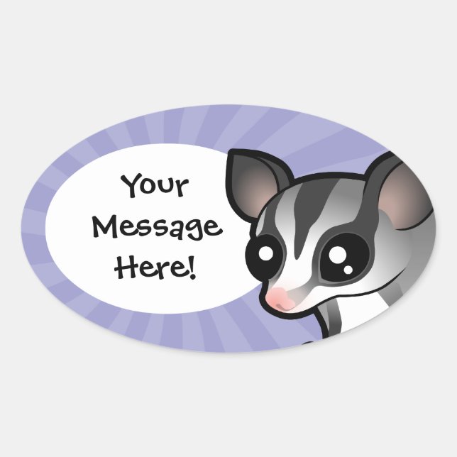 Cartoon Sugar Glider Oval Sticker (Front)